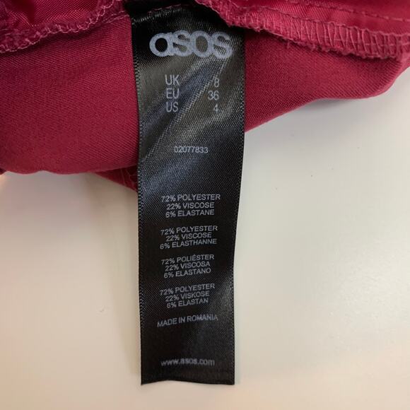 ASOS Scallop Hem Mini Flat Front Shorts Magenta Raspberry Pink 4 S Small - Picture 7 of 10